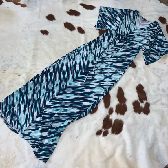 TOMMY BAHAMA Tropical Navy Teal Maxi Dress - Picture 2 of 6